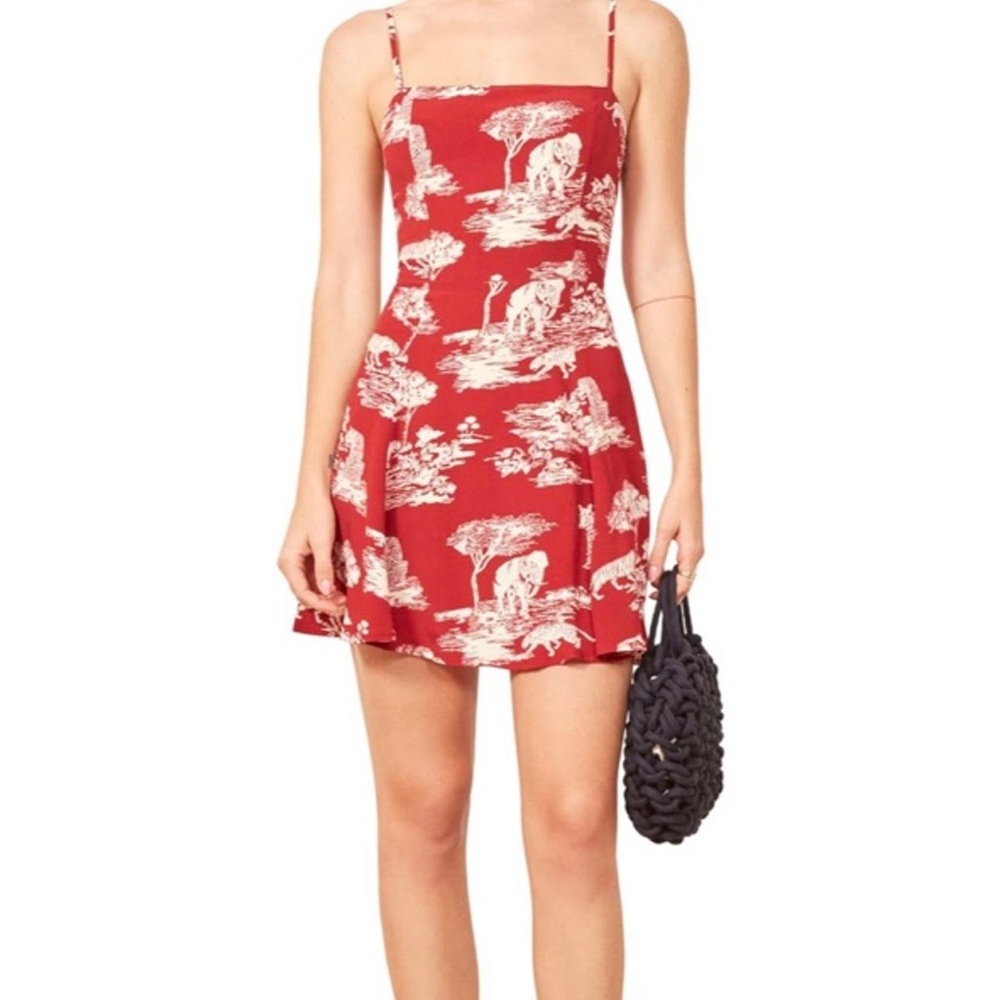 REFORMATION Kendall Mini Dress Nairobi Safari Animal Print Size 6